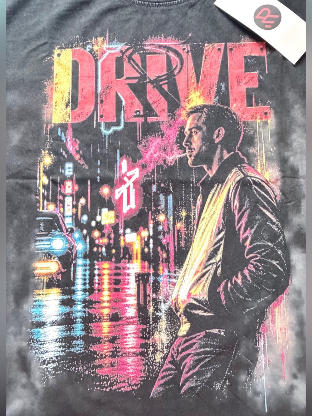 Reckoning Drive 2011 Neon Graphic Tee Black Streetwear Oversized Fit